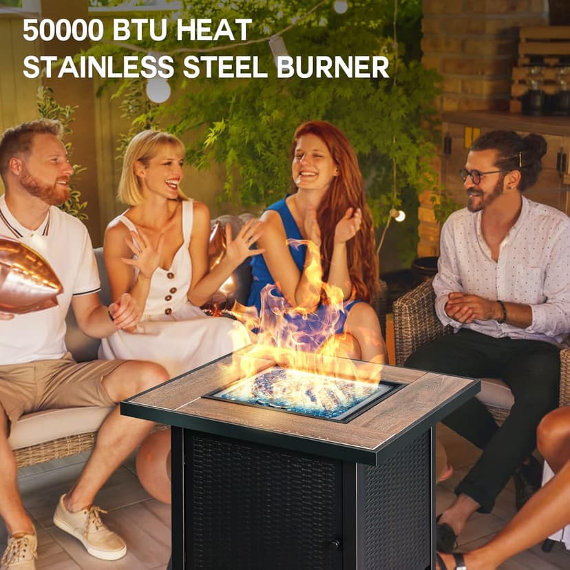 BALI OUTDOORS 50000 BTU Propane Fire Pit for Outdoor, 30 in Fire Pit Table Outdoor, Square Firepits for Outside Backyard, Patio