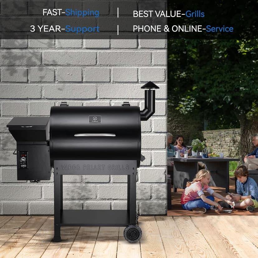 Z GRILLS Pellet Smoker Grill with PID Control, Rain Cover, 700 sq. in Cooking Area for Outdoor BBQ, ZPG-7002BPro