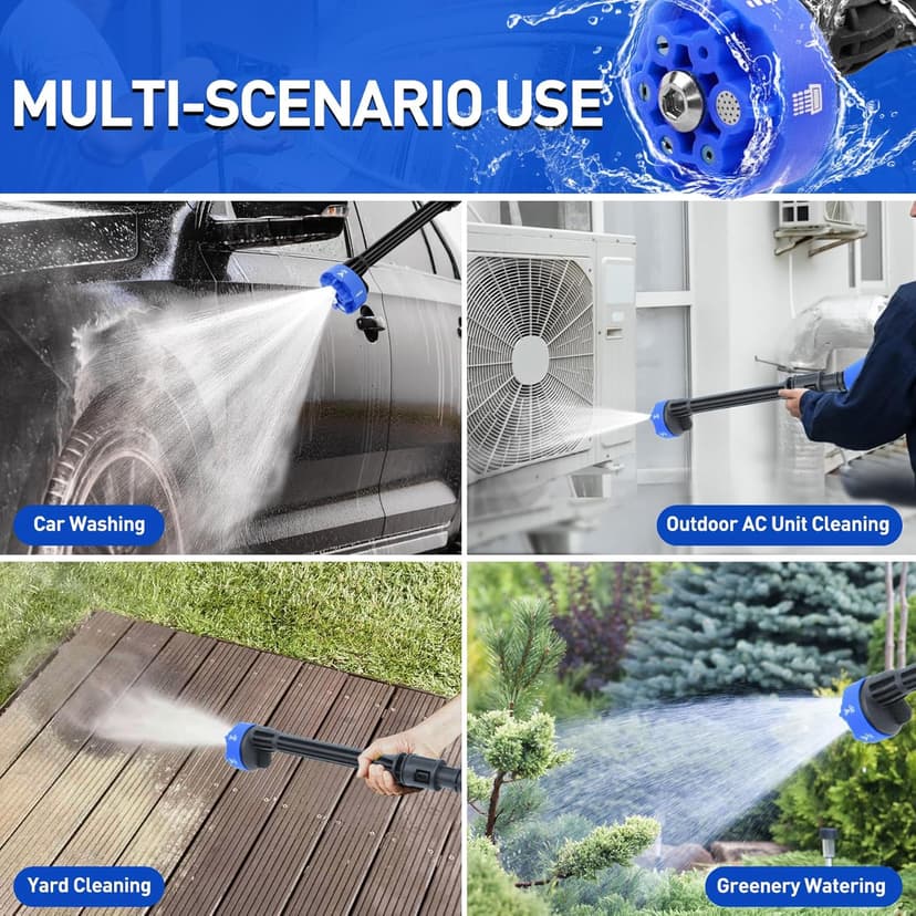 Cordless Power Washer Portable, 800 PSI High Pressure Washer Gun,15000mAh Battery Operated Power Washer with 6-in-1 Adjustable Nozzle, Handheld Pressure Washer for Car, Home& Patio Cleaning
