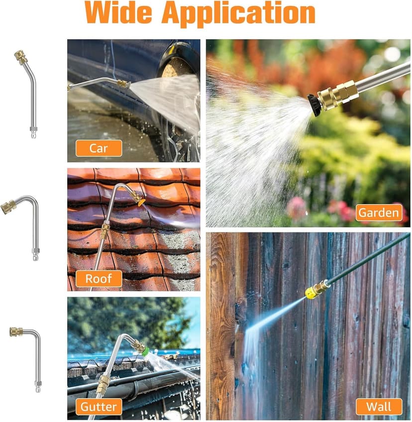 Sealegend 8FT Pressure Washer Extension Wand for Gutter Cleaning, Upgrade Power Washer Accessories with 6 Spray Nozzle Tips, 3 Gutter Cleaner Attachments Curved Rod, 1/4" Quick Connect, 4000 PSI