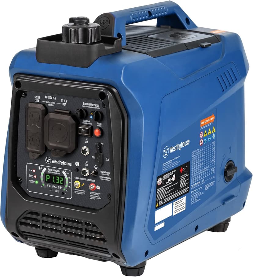 Westinghouse 2550 Peak Watt Super Quiet & Lightweight Portable Inverter Generator, RV Ready 30A Outlet, Gas Powered, CO Sensor, Parallel Capable, Long Run Time,Blue