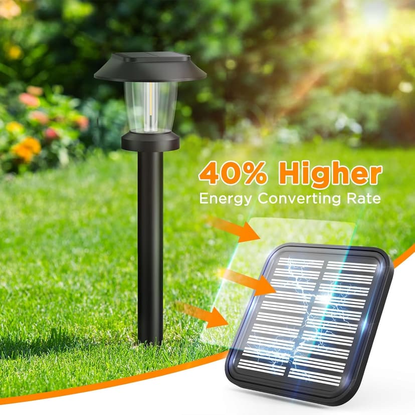 Solar Pathway Lights Outdoor - 8 Pack Solar Powered Garden Lights Waterproof, Decor Landscape Lighting with Three Lighting Modes for Yard, Lawn, Walkway, Driveway, Warm White