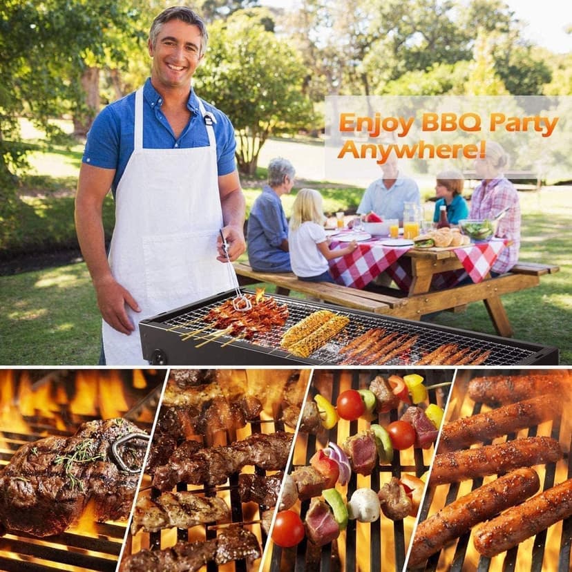 Portable Charcoal Grill, Portable Tabletop BBQ for Outdoor Cooking | Compact Folding Grill for Camping, Hiking, Picnics & Travel | 24”x13”x9” Lightweight Smoky Flavor