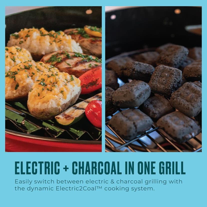 Bistro Pro™ Electric Grill & Griddle + Charcoal Mode, Red - 25302146