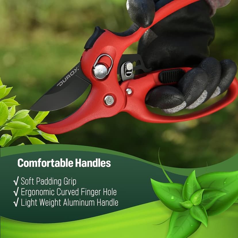DUROX - Ratchet Pruning Shears, Garden Shears with 3x Cutting Power. Effort-Saving Heavy-Duty Anvil Pruners. Replaceable Blade Cutting Blade Design. Ideal Secateurs for Precise Trimming, Model DGR-01
