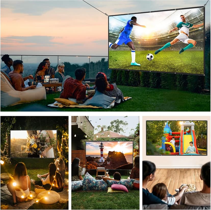ALR Projection Screen, 4K Movie Projector Screen 16:9 HD Foldable Anti-Crease Portable Projector, Movies Screen for Home Theater Outdoor Indoor Support Double Sided Projection (120in Pro)