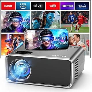 FUDONI Projector with WiFi and Bluetooth 4K Supported, Upgraded Outdoor Movie Projectors Native 1080P FHD 12000L, Video Proyector for Home Theater, Compatible w/HDMI/USB/iOS/Android/Windows/TV Stick