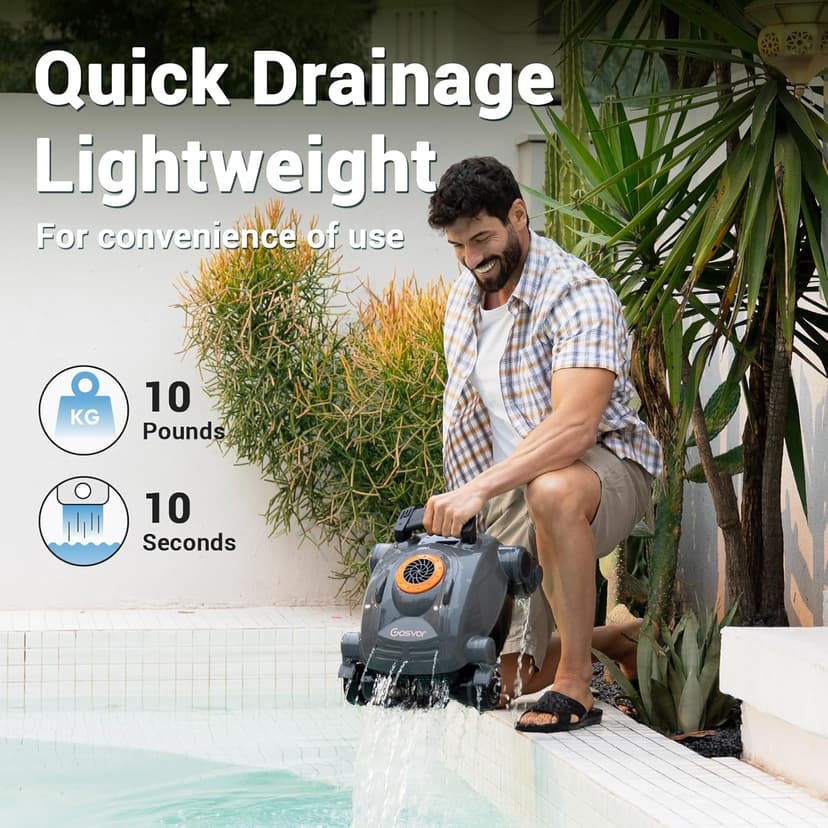 Pivot Cordless Robotic Cleaner,Wall Climbing,Extended Battery Life,Self-Parking,Automatic Pool Vacuum for Inground Pools up to 1,100 Sq.ft,Gray