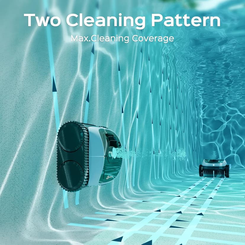 Pool Vacuum for Inground Pools, Cordless Robotic Pool Cleaner, Wall and Waterline Cleaning, Intelligent Route Planning, 150 min Runtime, for Pools up to 1,600 Sq.ft