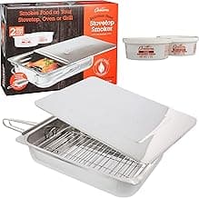 Camerons Large Stovetop Smoker - Stainless Steel BBQ Smoker Box w/Hickory & Oak Wood Chips & Recipes- Indoor Outdoor Use on Any Heat for Smoking Meats, Veggies & Seafood- Grilling Gift for Fathers Day
