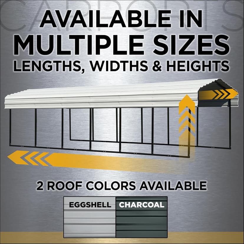 Arrow 10x15x9 3 Sided Carport Charcoal