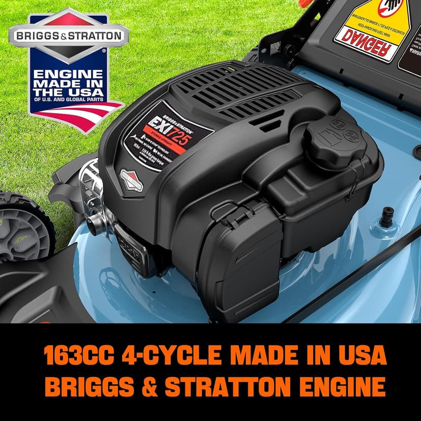 SENIX LSSG-H2 22-Inch Self Propelled Gas Lawn Mower with 163 cc 4-Cycle Engine, 3-in-1 Rear Wheel Drive Variable Speed Lawnmower, 6-Position Height Adjustment with 11-Inch Rear Wheels