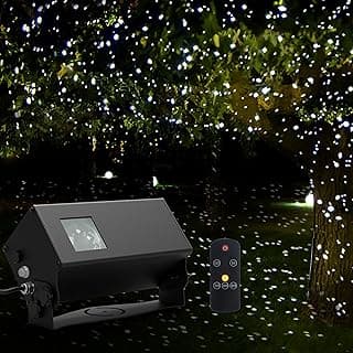 Outdoor Star Lights Projector, AIRIVO White Laser Fairy Lights Projector, Christmas Snowflake Projector 3 Lighting Modes Garden Light with Remote Control for Home, Patio,Landscape