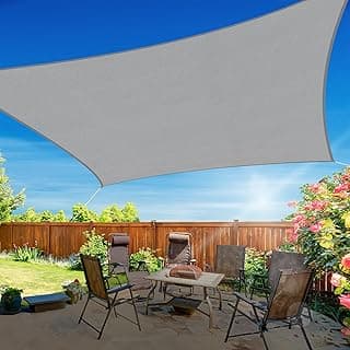 10'x13' Sun Shade Sail, UV Protection Outdoor Shade, Curved Tear Resistant Heavy Duty Sun Shade for Patio Garden, Backyard, Deck, Car Port, Playground, (Grey)
