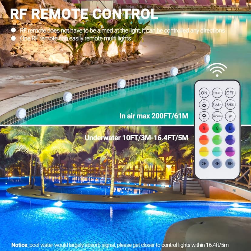 LOFTEK Submersible LED Lights with Remote, 13 LED Pool Lights for Inground Above Ground Pool with Magnets &Suction Cups,16 Color Changing Underwater Light for Ponds Battery Operated, 1 Pack