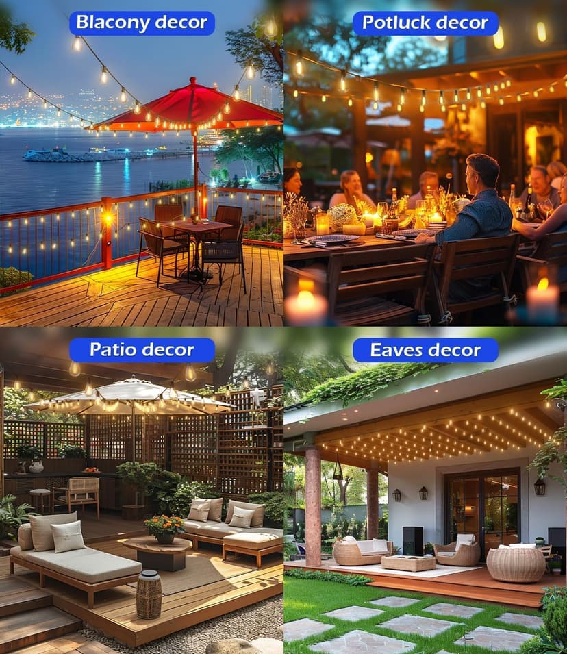 Tenmiro 120FT Outdoor String Lights, Ultra Long Waterproof 30+2 Edison Shatterproof Bulbs Led Outside Patio Lights for Porch Deck Garden Backyard Balcony Wedding Party Decor