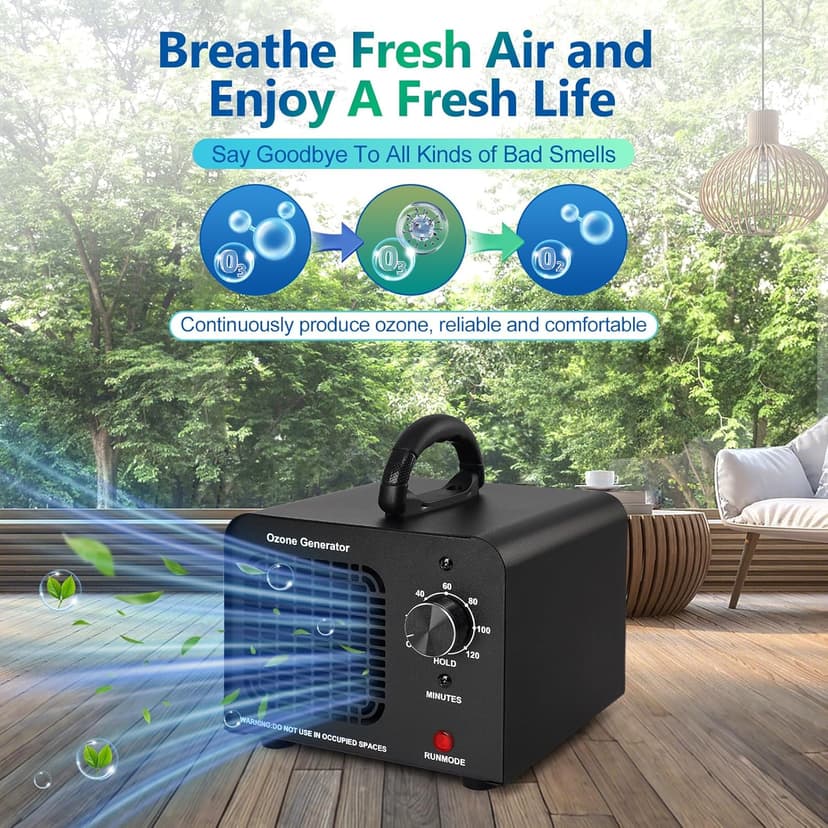 Ozone Generator 60000mg/h, High Capacity Ozone Machine, Odor Eliminator for Home, Car, Smoke, Pets, O3 Air Purifier Deodorizes 6,000 Square Feet (Black)