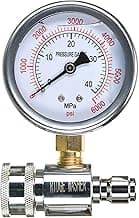 RIDGE WASHER Pressure Washer Gauge with 3/8 Inch Quick Connect Socket and Plug, 6000 PSI