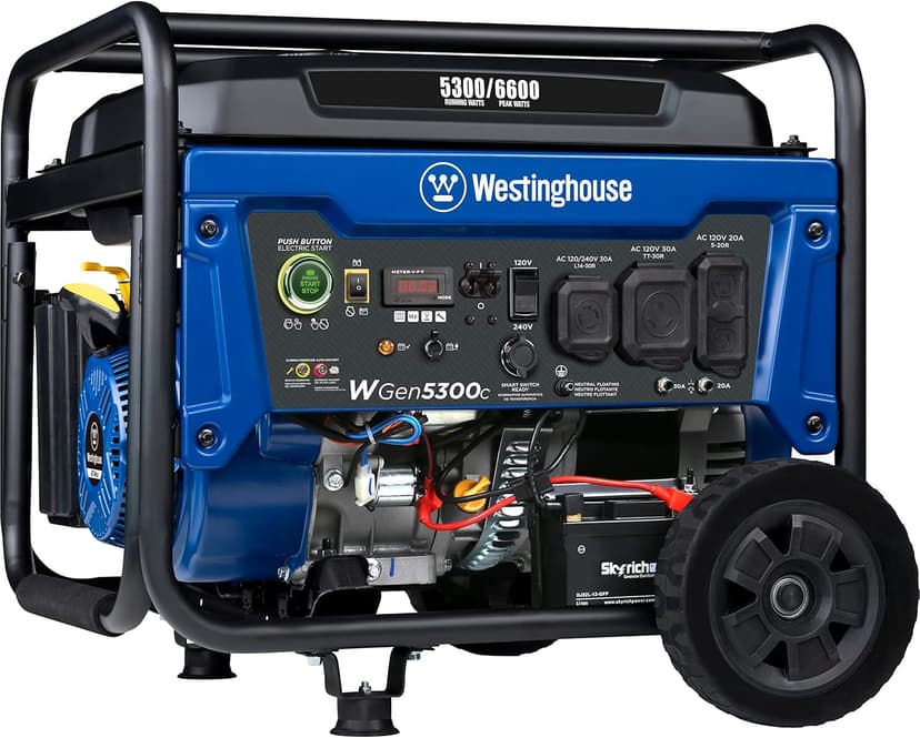 Westinghouse 6600 Watt Home Backup Portable Generator, Remote Electric Start with Auto Choke, Transfer Switch Ready, RV Ready, CO Sensor