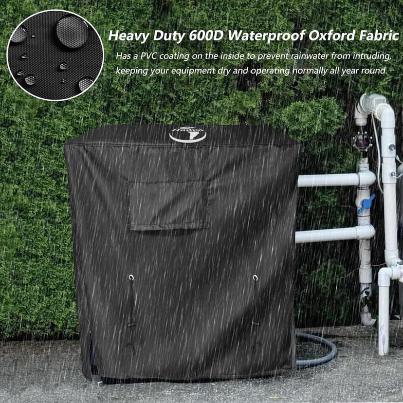 Pool Heater Winter Cover,with Plush Lining,Waterproof Swimming Pool Heater Cover Can Be Scaled to Different Sizes,Suitable for Most Heater up to 39" WX33 DX36 H