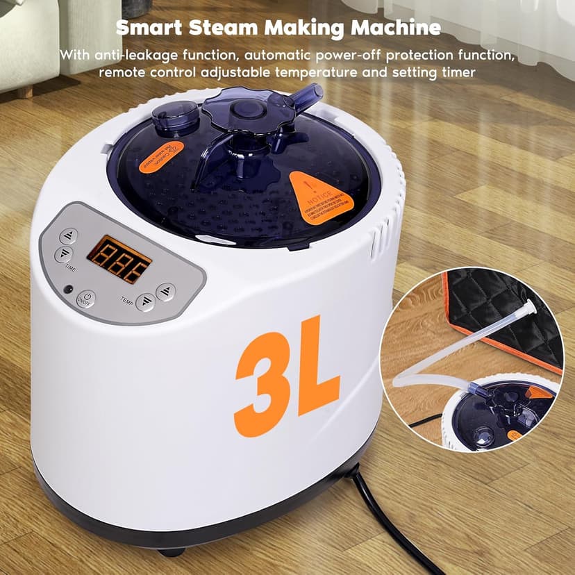 Portable Sauna Box with 3L 1200W Steamer, Personal Sauna Tent with 15 Adjustable Heat Levels, Steam Sauna Full Body for Home, Steam Room with Foldable Chair