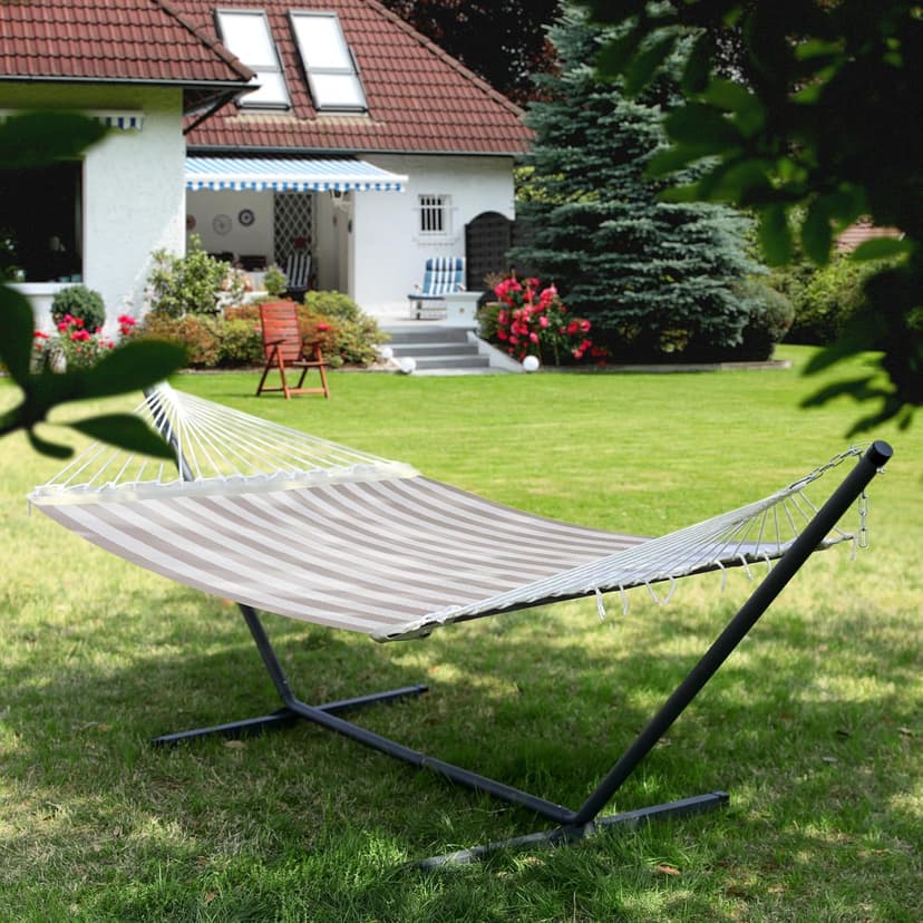 Patio Watcher 13 FT Quick Dry Textilene Hammock - Outdoor Double Hammock - Heavy Duty for Outside - 450 lbs Capacity - Beige White