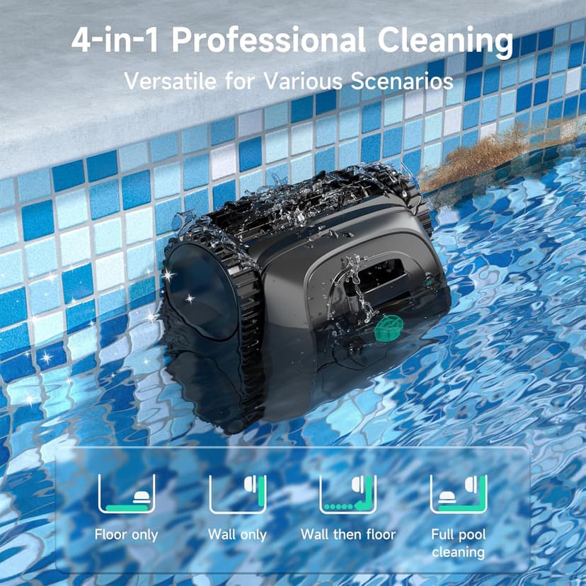 (2025 Upgrade) WYBOT C1 Robotic Pool Vacuum for Inground Pools, 150min Runtime Cordless Pool Cleaner, 4-in-1 Wall & Waterline Cleaning Up to 1,614Sq.ft, Smart Navigation, App Support