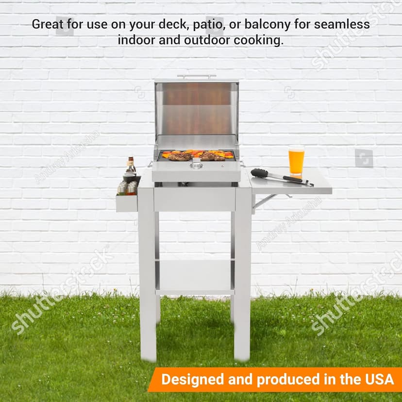 KENYON G2 Electric Grill with Stand, Stainless Steel, Rust Proof, Single Burner, Freestanding Grill, UL Approved for Indoor and Outdoor Use, 120V