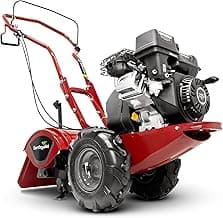EARTHQUAKE Victory Rear Tine Tiller, Powerful 209cc 4-Cycle Viper Engine, Rugged Bronze Gear Transmission, Counter-Rotating Tines, Instant Reverse, Pneumatic Wheels, Model: 39381, Red/Black