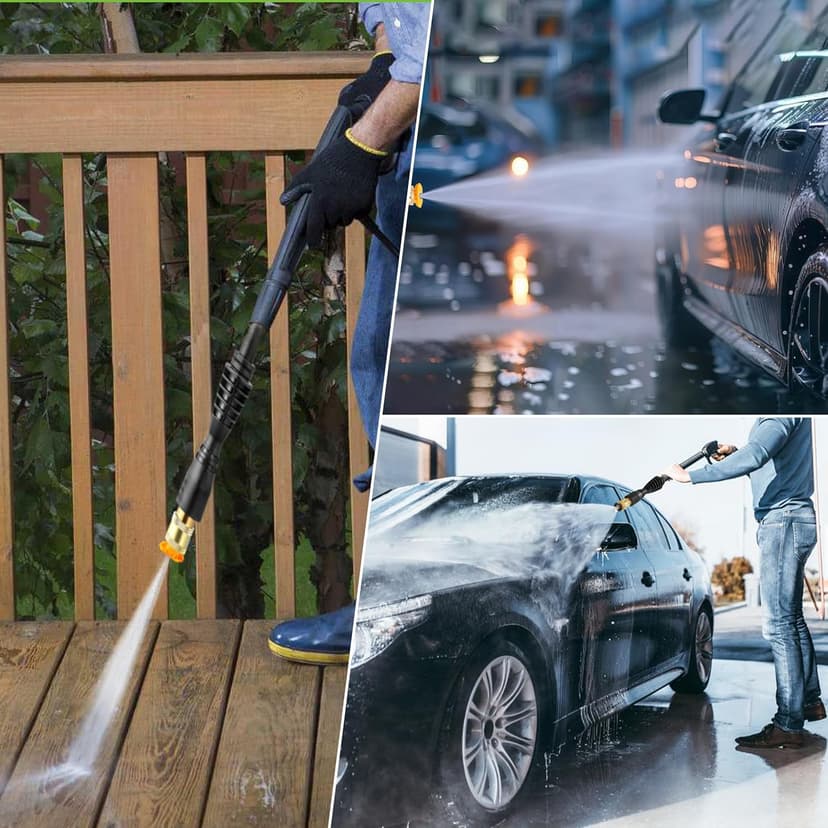 Pressure Washer Gun Adapter with 5 Spray Nozzles and 1 Tips Holder - Power Washer Wand Replacement Kit - Compatible with Some Ryobi, Portland, Husky Electric Pressure Washers Black
