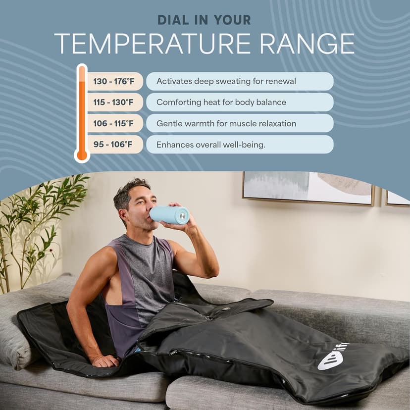LifePro Infrared Sauna Blanket for Detox & Relaxation – Portable Far Infrared at Home Sauna for Detox, Muscle Tension Release, and Recovery – RejuvaWrap Series with Adjustable Heat Settings
