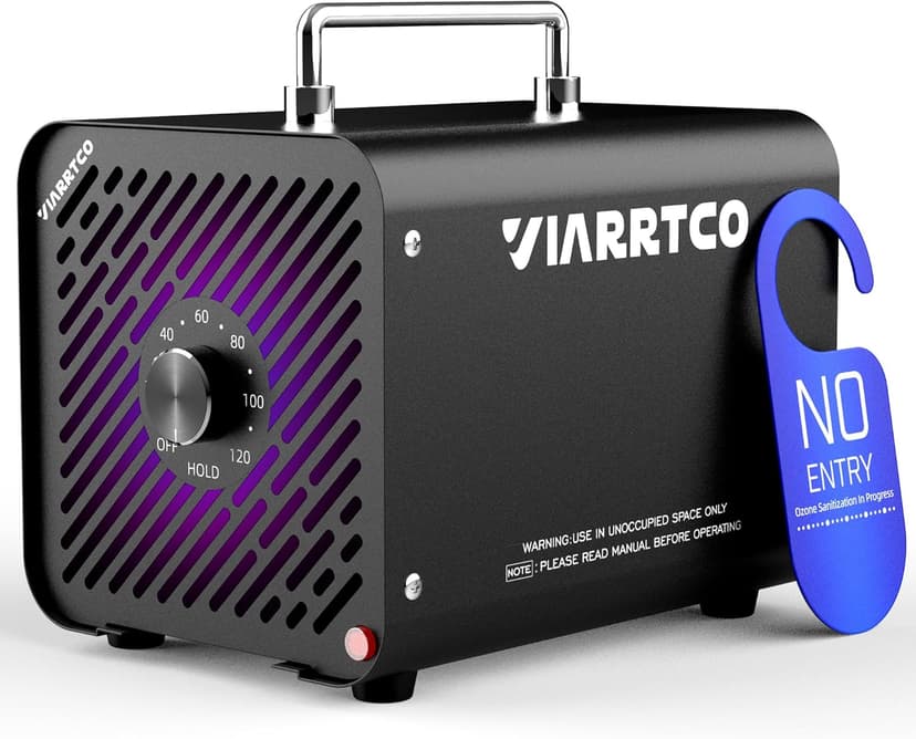 Ozone Machine Generator 30000mg/h - 6000+ Sq. Ft. Ozone Machine Odor Removal for Home and Car with 120min timer All Metallic Black