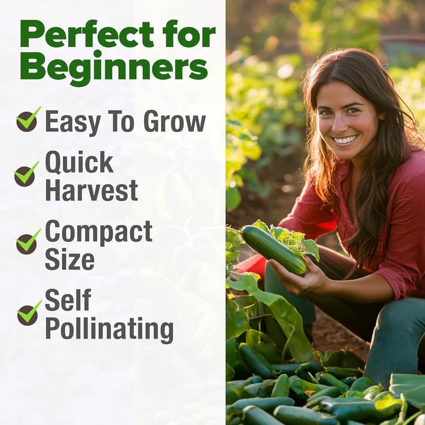 HOME GROWN Persian Cucumber Seeds – 50+ Heirloom Non-GMO, High-Yielding Beit Alpha Variety | Fast Growing, Sweet Tender Skin, Home Vegetable Garden Seeds (Cucumis sativus)