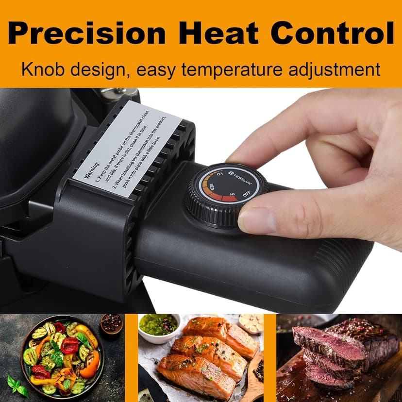Outdoor Electric Grill & Griddle, 1500 Watts, Black