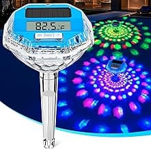 2025 Upgrade Digital Pool Thermometer Floating Easy Read, Solar Pool Thermometer with Dynamic Light Show, Large LCD Screen & IP68 Waterproof Pools Water Temperature Thermometers for Hot Tub