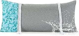 HOMBYS 32" x 14" Shredded Memory Foam Hammock Pillow for Outdoor, Waterproof and Weatherproof Pillow with Durable Ties (Gray)