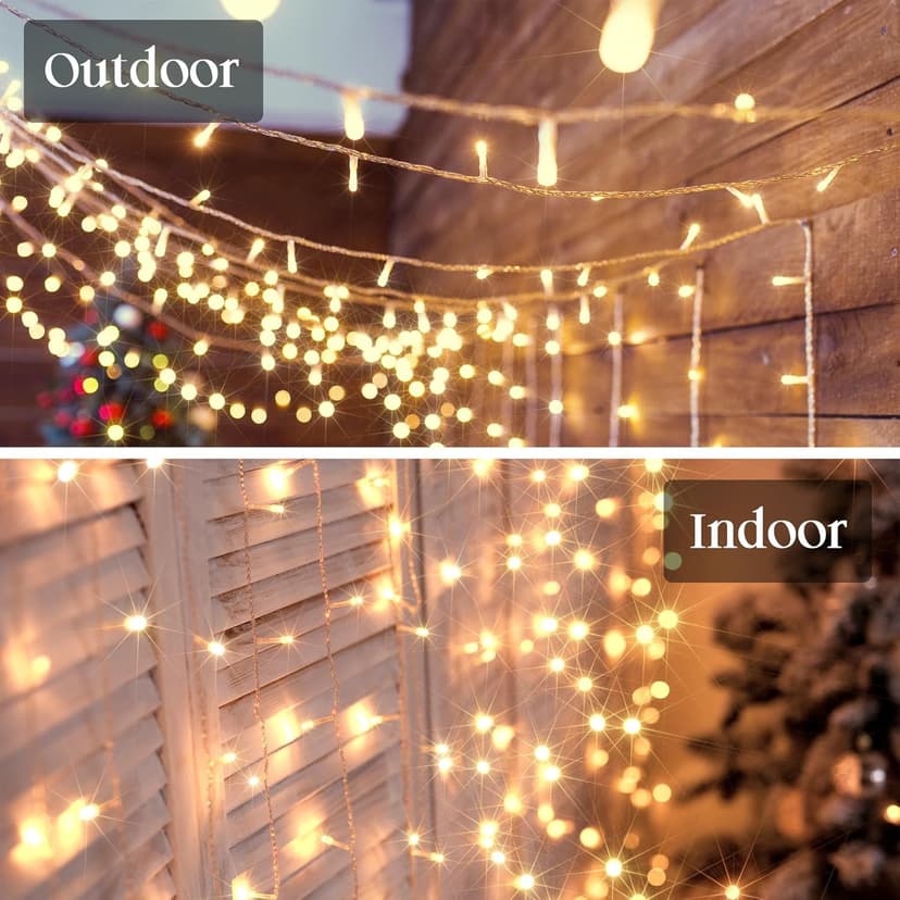 100 LED Christmas Lights Indoor Outdoor,Warm White Christmas Tree Lights Clear Wire, 39 Ft Twinkle Fairy String Lights Plug in for Christmas Tree Bedroom Decorations