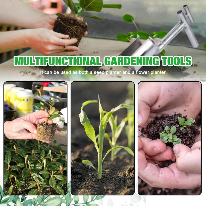 2 Pack Bulb Planter Tool Stainless Steel, Plant and Fruit Tree Seedling Transplanter, Bulb Transplanter Tool for Digging Holes to Transplanting