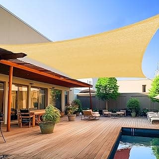 Shade&Beyond 8'x10' Sun Shade Sails Canopy Rectangle Sand 185GSM Shade Sail for Patio Deck Yard Backyard, (We Make Custom Size)