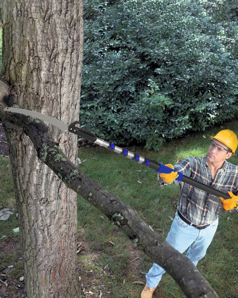 26FT Reach Pole Saws for Tree Trimming, Manual Pruning Pole Saw with 5-20FT Telescoping Extension Pole, Tree Pruner Tree Trimmer with 19" 3X Detachable Saw for Yard Garden Trees Palms Shrubs