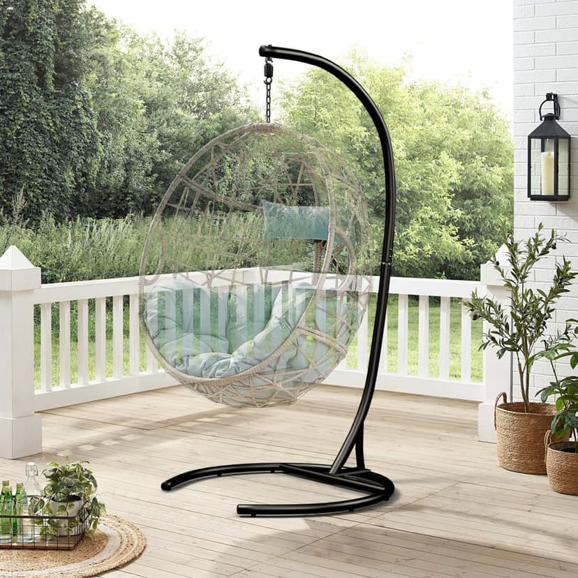 Hammock Stand Only Max 300lbs Hammock Chair Stand Only Heavy Duty Hanging Chair Stand Only 360 Degree Rotation C Stand Frame for Egg Chair Indoor Outdoor Porch Swing, Black