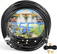Bonviee Misters for Outside Patio, 75FT (23M) Patio Misting System, Outdoor Misters for Patio Cooling, 28 Brass Mist Nozzles, 3/4" Adapter, DIY Water Misters for Cooling Outdoor Garden Greenhouse