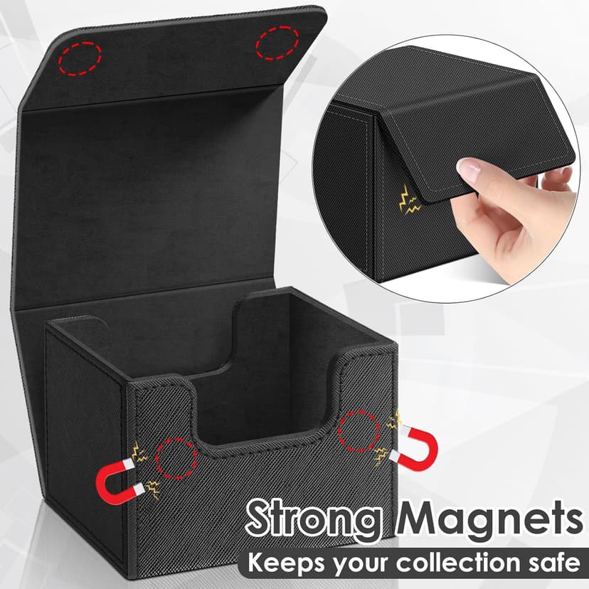 Homthy 4 Pack Card Box - Large Size, Fits 400+ Sleeved Cards, Compatible with Mtg Deck, Premium Leather Card Box for Trading Cards