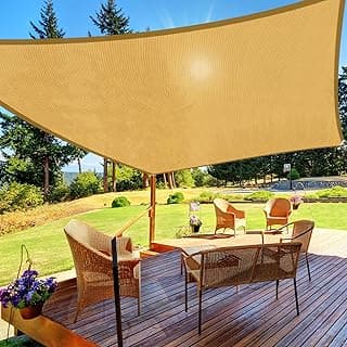 HappyTrends Sun Shade Sail,10'x 13' Heavy Duty UV Protection Beach Shade Canopy Wind Sail,Tear and Rust Resistant Patio sail Shade for Yard Deck Lawn Garden Rectangle Sunshade(Sand)