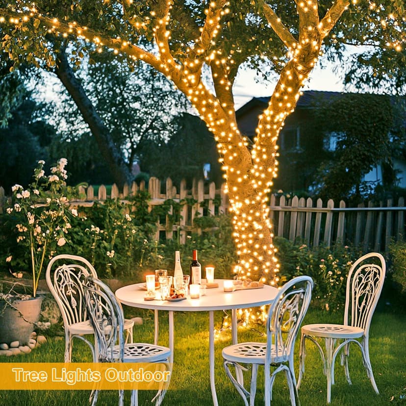 JMEXSUSS 168FT 600 LED String Lights Outdoor Indoor Christmas String Lights Plug in Warm White Tree Lights for Outside Bedroom Wedding Party Holiday Spring Decorations