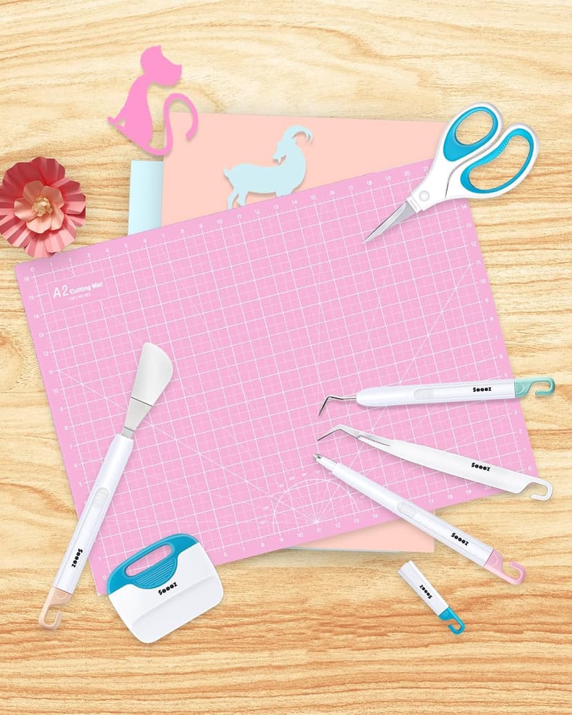 Sooez Weeding Tools for Vinyl, 6PCS Basic Tools Set for Cricut, Precision Craft Vinyl Tool Kit, Scoring Stylus/Weeder/, Scraper/Spatula/Tweezers/Scissors for Vinyl,Paper & Iron-on Projects,Mint Green