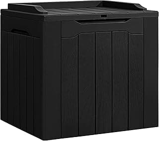 Flamaker Deck Box 31 Gallon Waterproof Resin Storage Box with Lid Indoor Outdoor Delivery Box Storage Bin for Patio Cushions (Black)