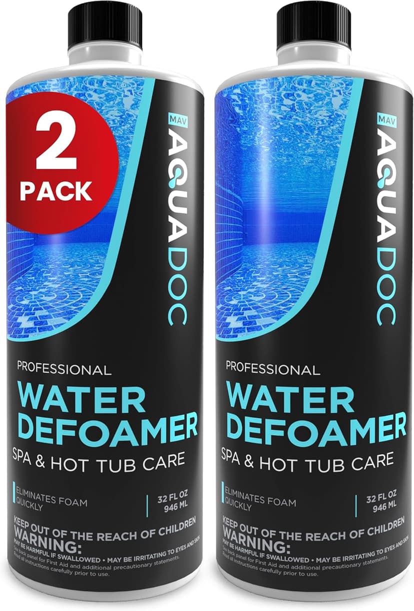Hot Tub Defoamer - Spa Defoamer for Hot Tub Owners 32oz (2 Pack), Spa Anti Foam to Keep Foam Down, Hot Tub Chemicals Made in USA - AquaDoc
