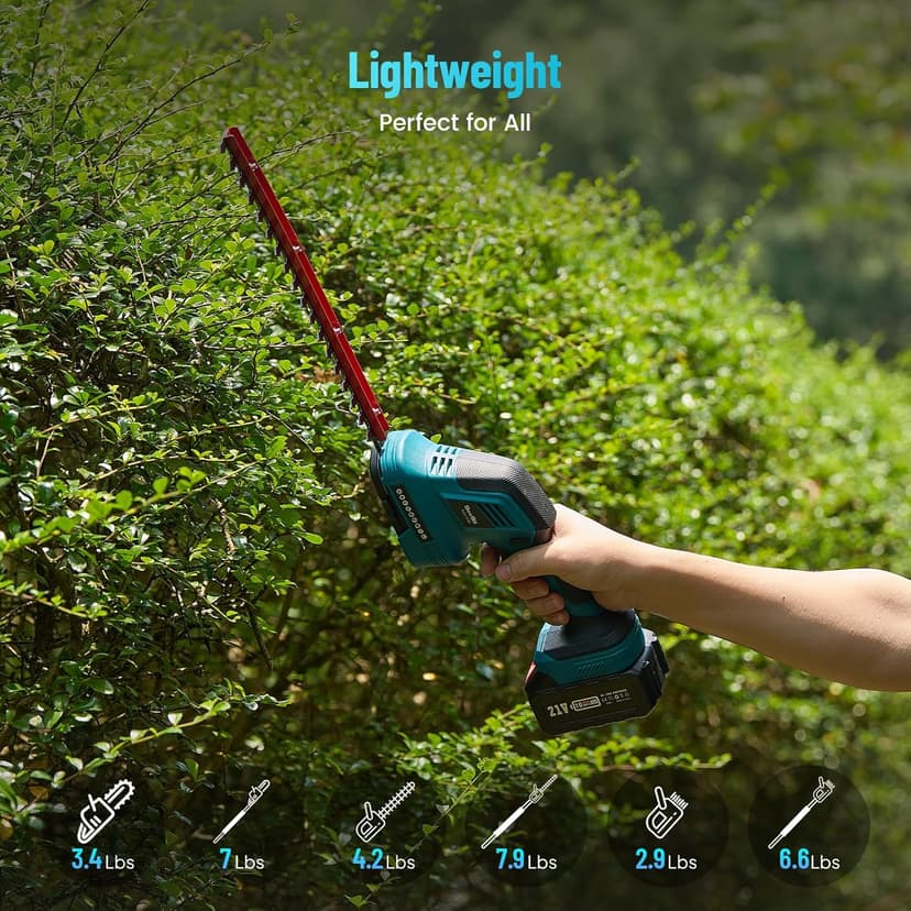 Seesii 6-in-1 Cordless Pole Saw and Pole Hedge Trimmer Grass Shears Combo Kit, Electric Mini Chainsaw with 2*4.0 Ah Batteries, Extension Tree Prunner, Bush Trimmer Limb Branch Cutter, 16ft Long Reach