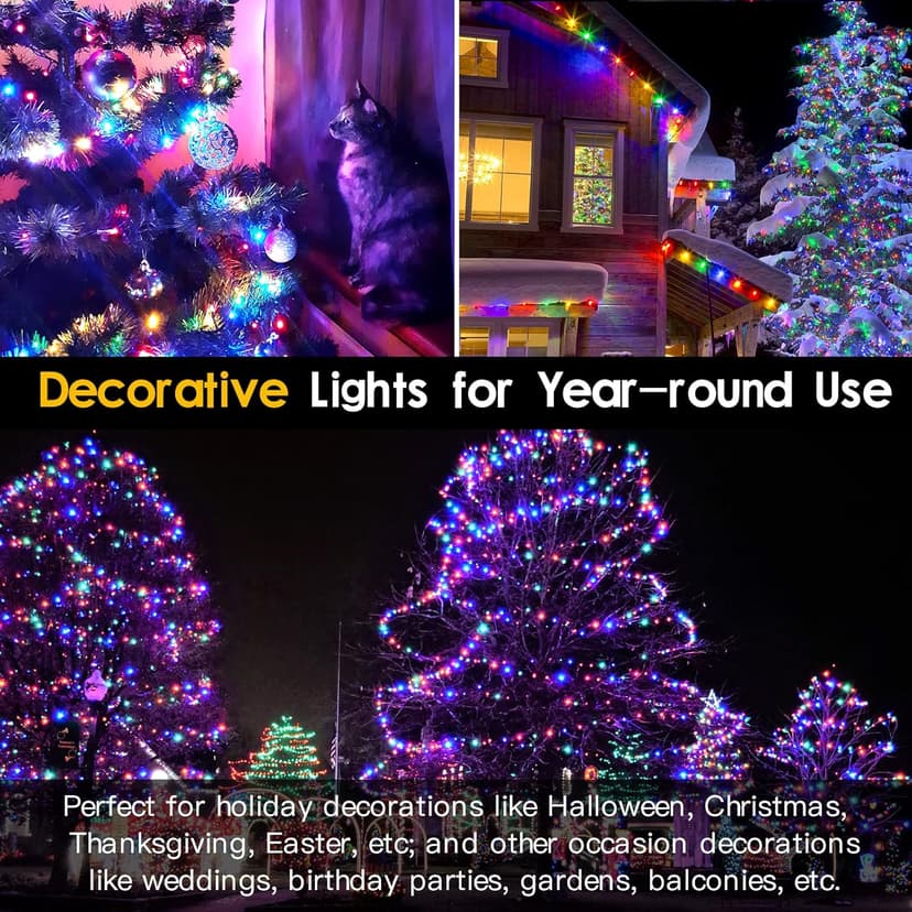 Techip 108FT 300LED Christmas String Lights Outdoor Indoor Extendable Green Wire Memory Function 8 Modes Waterproof Fairy String Lights for Xmas Tree Holiday Party Garden
